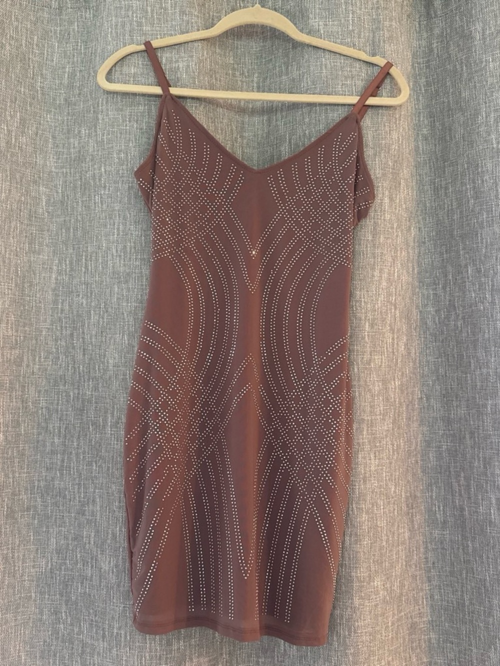 Mauve Rhinestone Slip Mini Dress